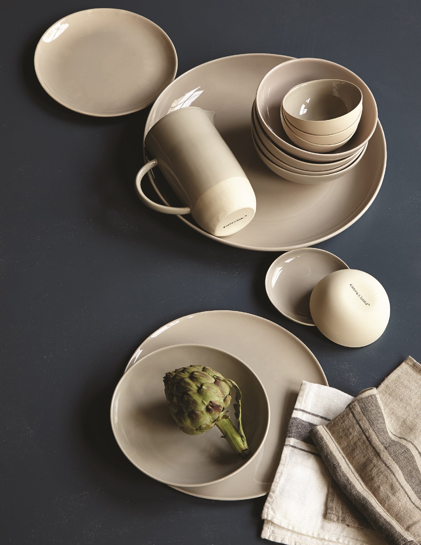 Shell Bisque Grey Porcelain Small Bowl, Set of 4