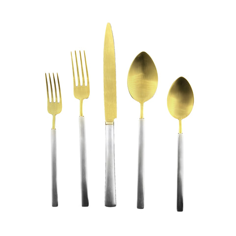 Hvar 5-Piece Cutlery Set in Matte Gold/Brushed Stainless Steel
