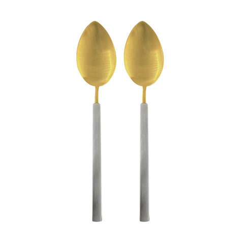Hvar Matte Brushed Gold Stainless Steel 2 Piece Serving Spoon Set