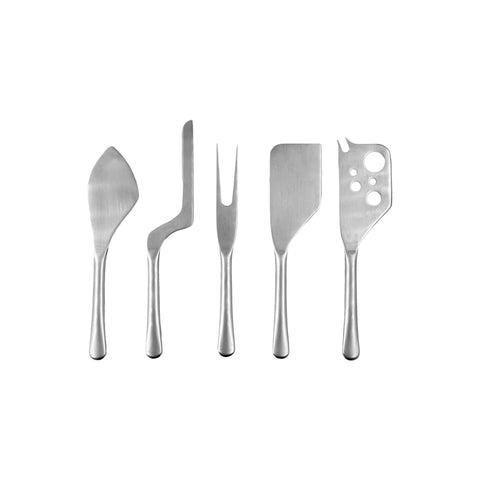 Barcelona Brushed Stainless Steel 5 Piece Cheese Service Gift Set