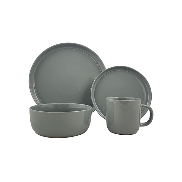 Reims Stone Stoneware 4 Piece Dinnerware Set, Service For 1 Canvas Home Blue, canvas home, contemporary dinnerware, dinner party, dinnerware, dinnerware sets, dish sets, family, Large, modern dinnerware, Place Setting, Plates, reims, simple dinnerware, tabletop, tableware