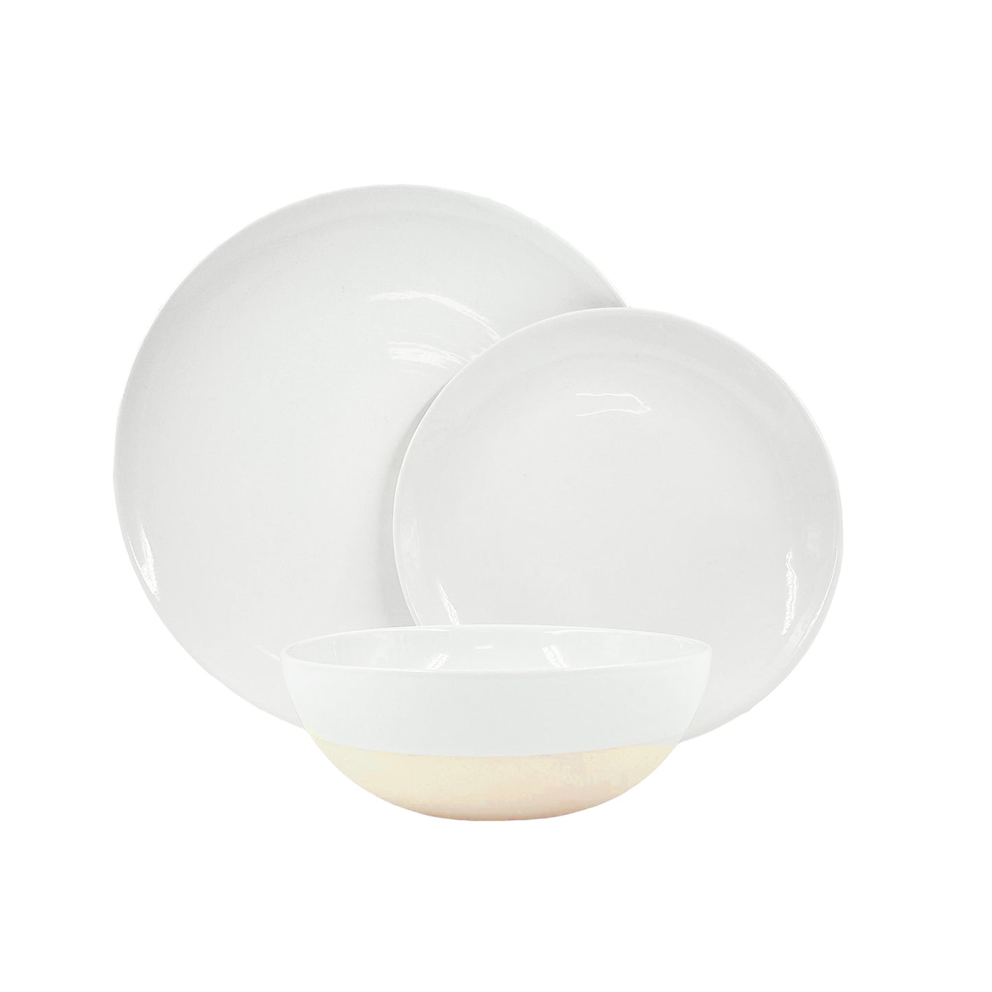 Shell Bisque White Porcelain 3 Piece Dinnerware Set, Service For 1