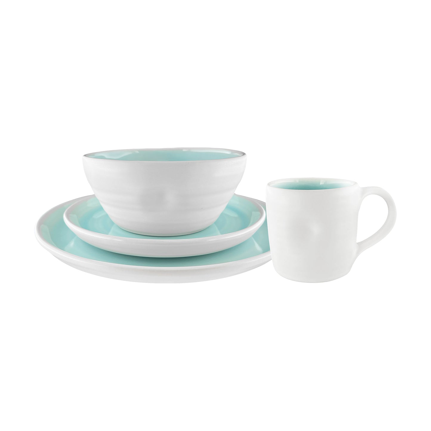 Pinch Aqua Stoneware 16 Piece Dinnerware Set, Service For 4