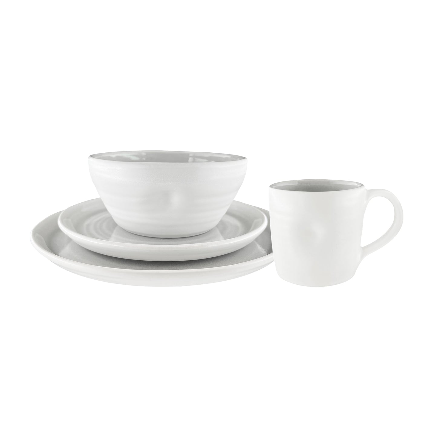 Pinch Grey Stoneware 4 Piece Dinnerware Set, Service For 1