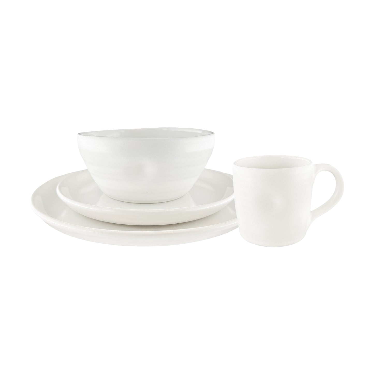 Pinch White Stoneware 16 Piece Dinnerware Set, Service For 4