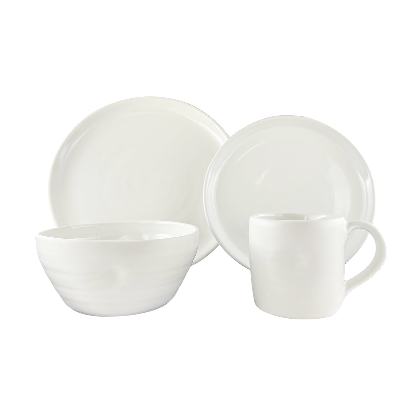 Pinch White Stoneware 4 Piece Dinnerware Set, Service For 1