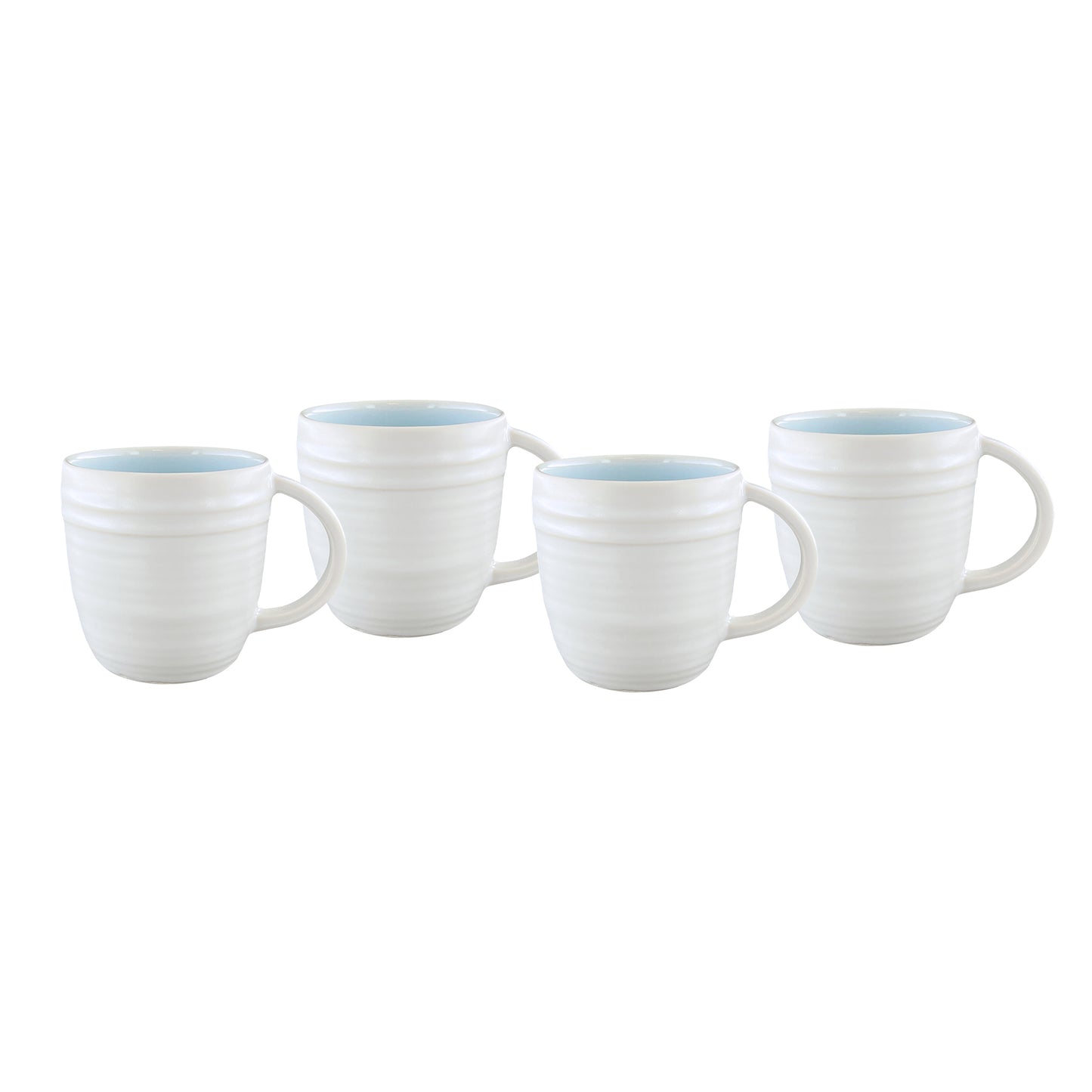 Lines Blue Stoneware Mug, Set of 4