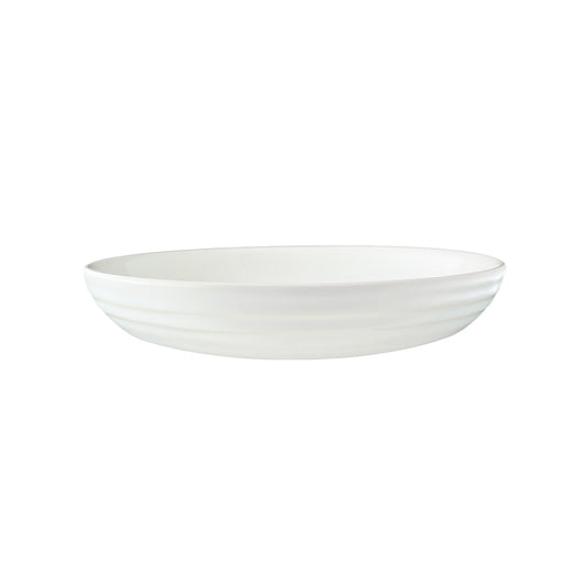 Lines White Stoneware Pasta Bowl, Set of 4