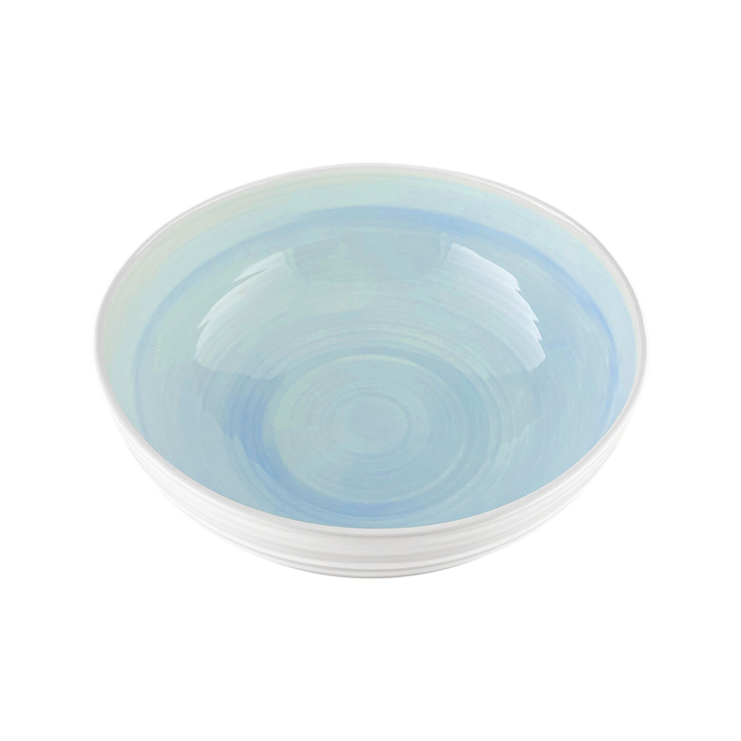 Lines Blue Stoneware Salad Bowl