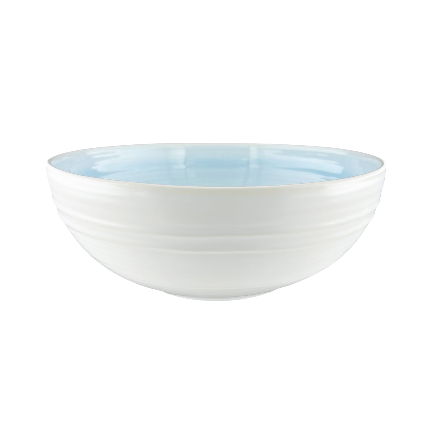 Lines Blue Stoneware Salad Bowl