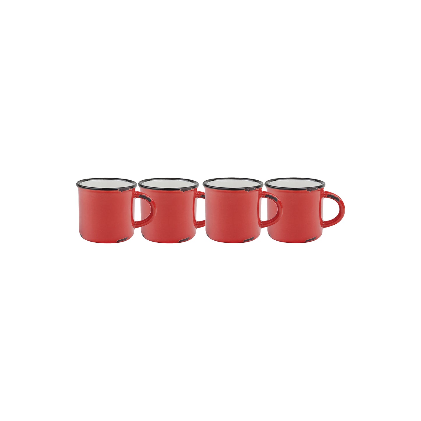 Tinware Espresso Mug in Red - Set of 4