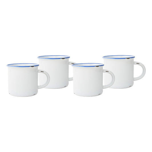 Tinware Mug in White - Set of 4