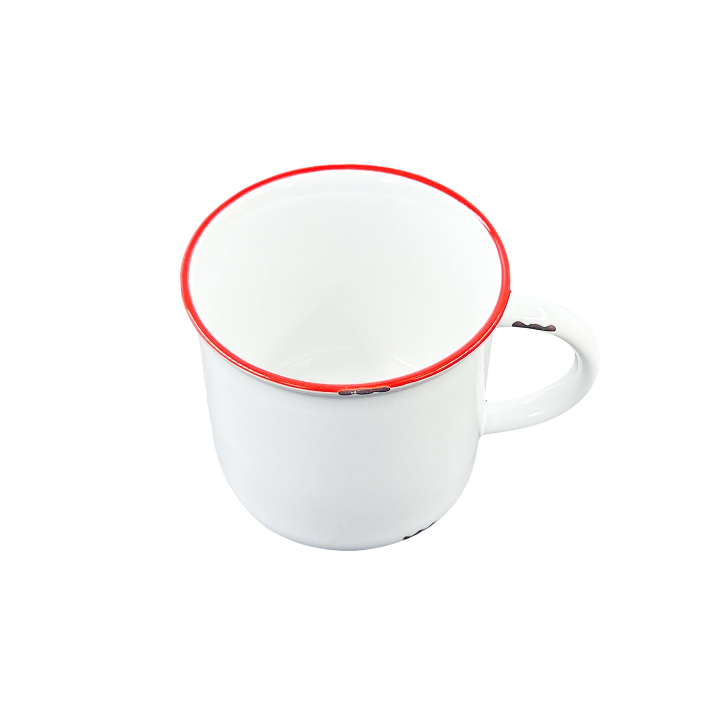 Tinware Mug in White/Red Rim - Set of 4