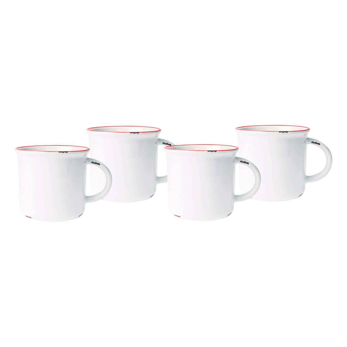 Tinware Mug in White/Red Rim - Set of 4