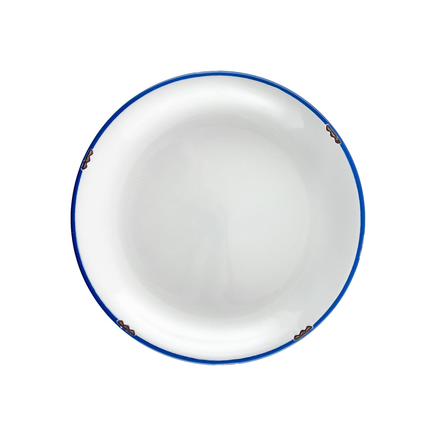 Tinware Salad Plate in White/Blue - Set of 4