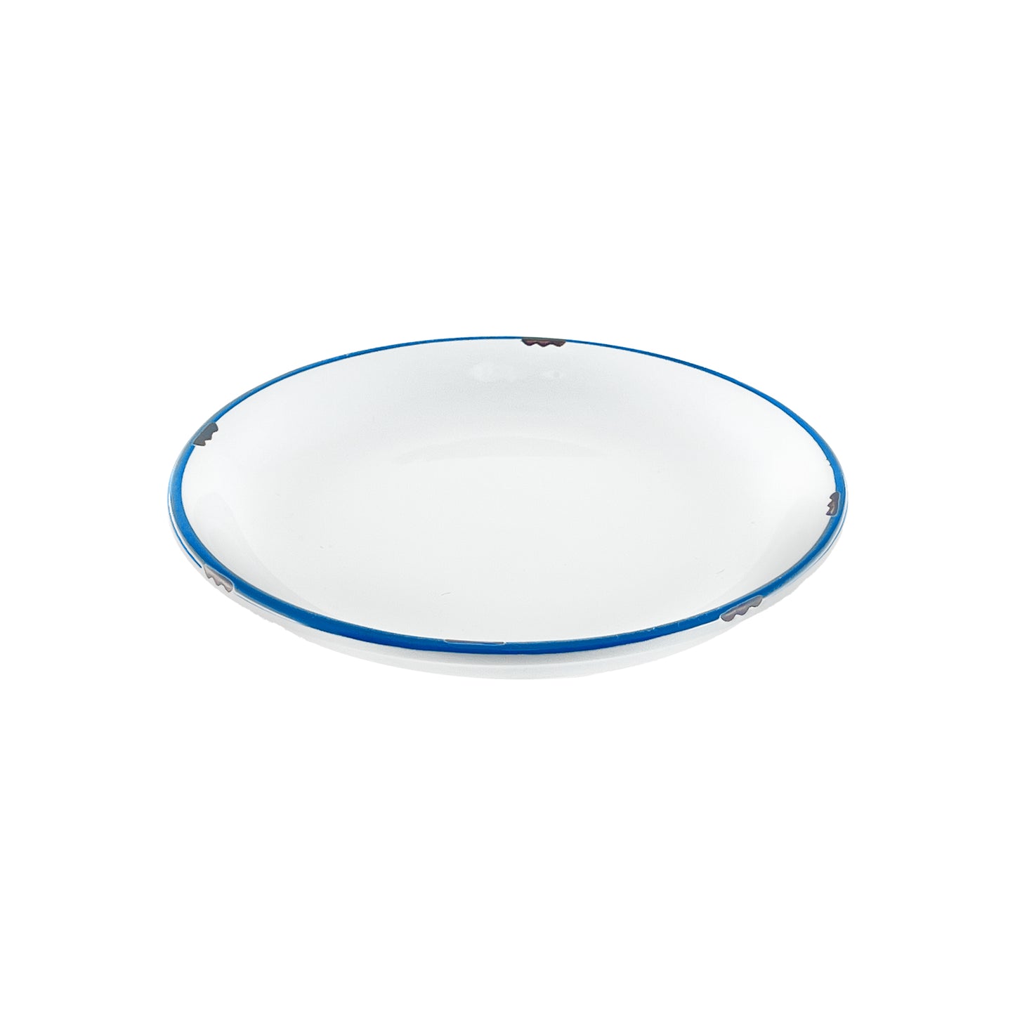 Tinware Salad Plate in White/Blue - Set of 4