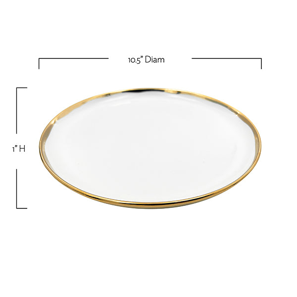 Dauville Gold Metallic Porcelain Dinner Plate, Set of 4