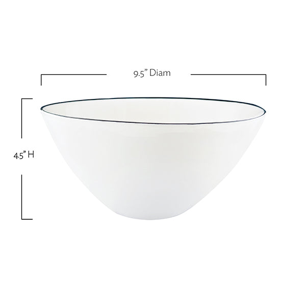 Abbesses Blue Rim Porcelain Serving Bowl, Set of 2