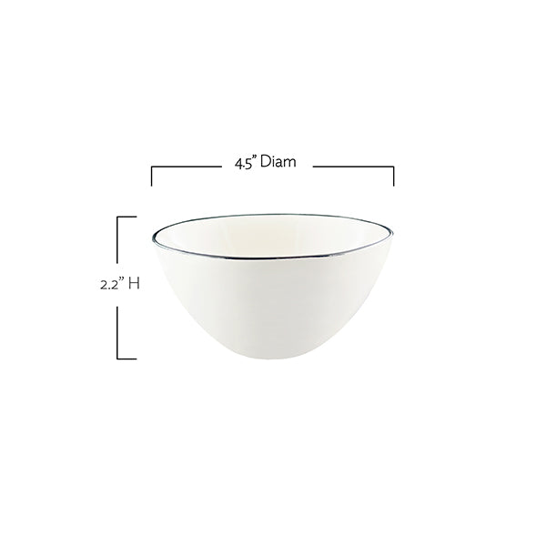 Abbesses Black Rim Porcelain Small Bowl - Set of 4