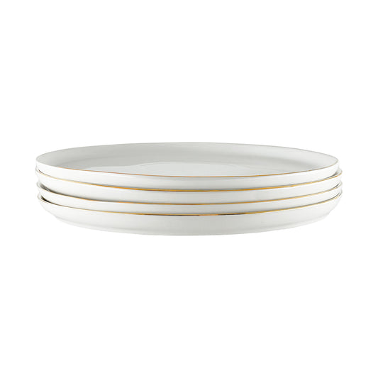 Abbesses Gold Rim Porcelain Dinner Plate, Set of 4