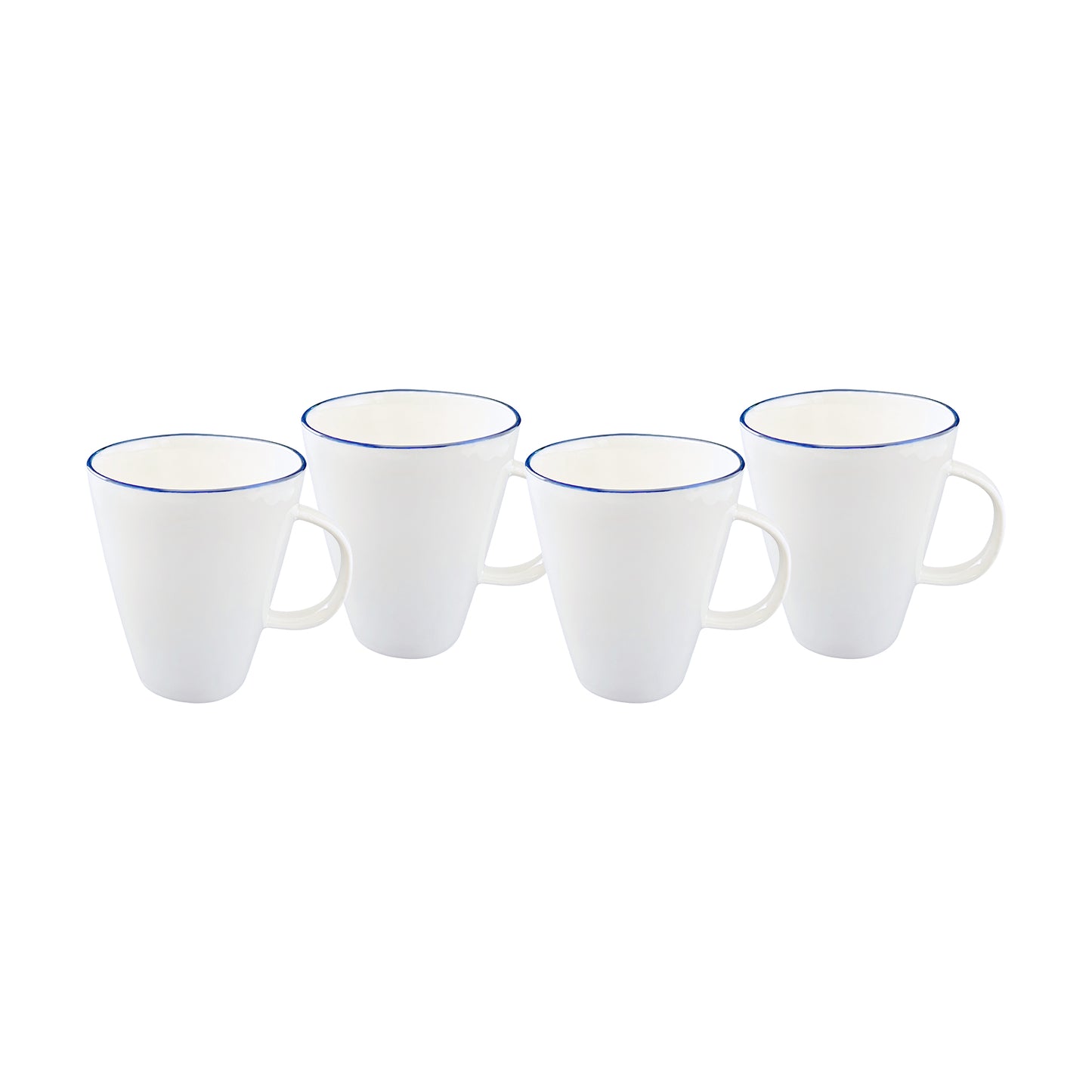 Abbesses Blue Rim Porcelain 16 Piece Dinnerware Set, Service For 4