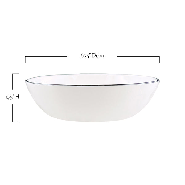Abbesses Grey Rim Porcelain Pasta Bowl, Set of 4