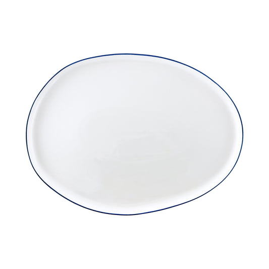 Abbesses Blue Rim Porcelain Small Serving Platter