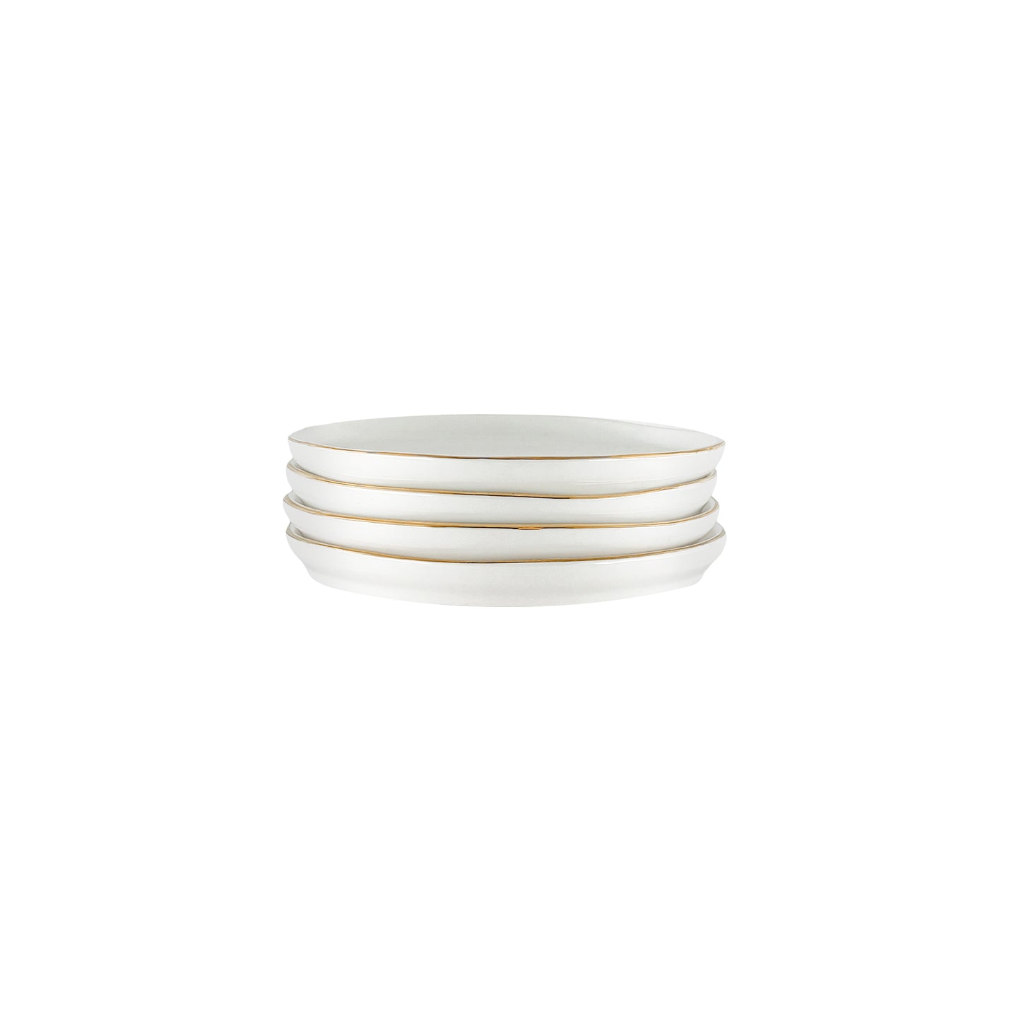 Abbesses Gold Rim Porcelain Tidbit Plate, Set of 4