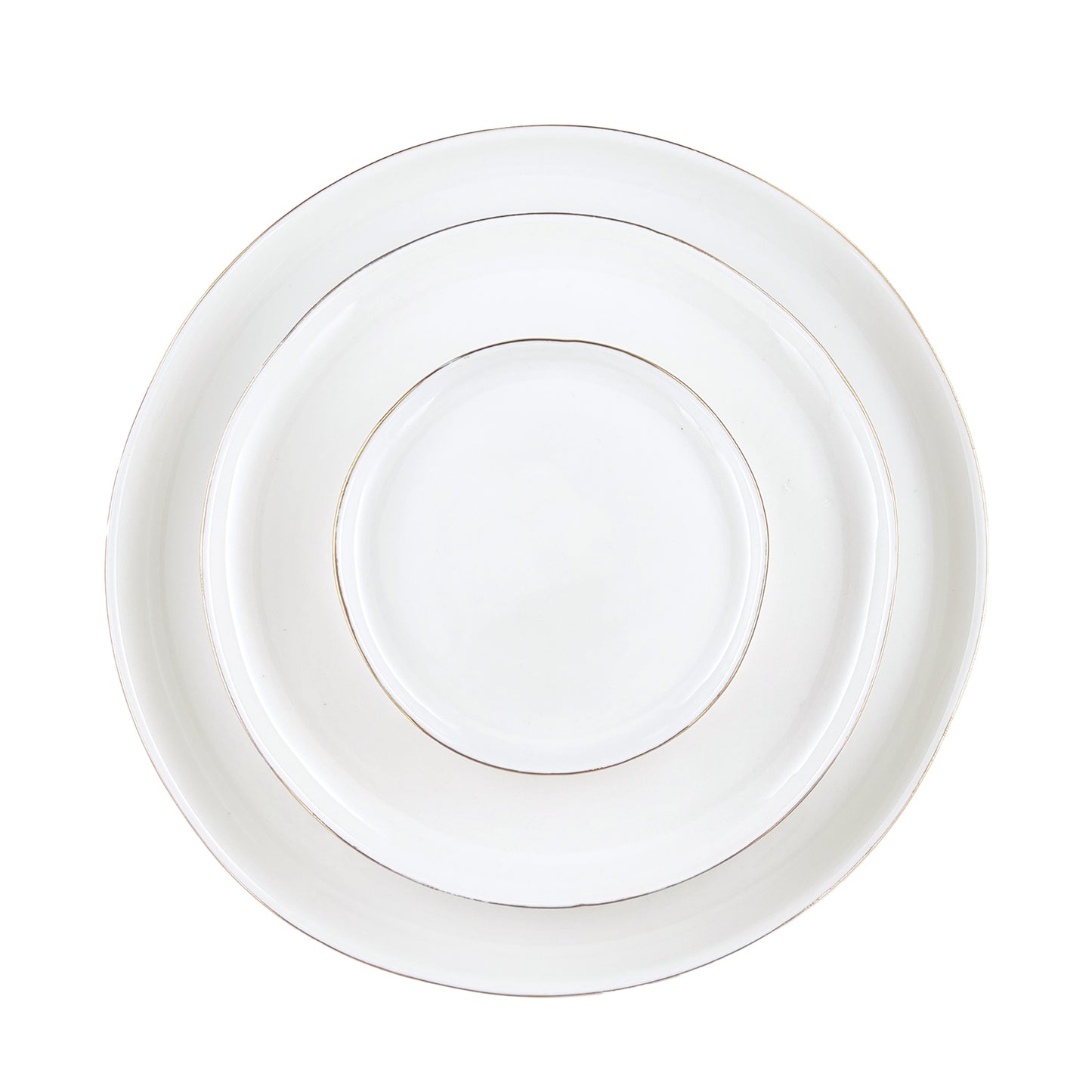 Abbesses Gold Rim Porcelain Tidbit Plate, Set of 4