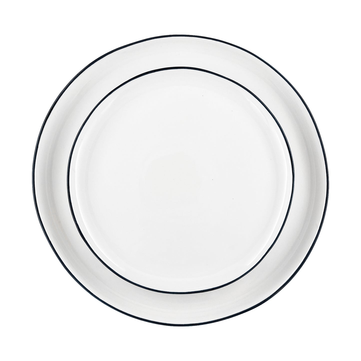 Abbesses Black Rim Porcelain 16 Piece Dinnerware Set, Service For 4