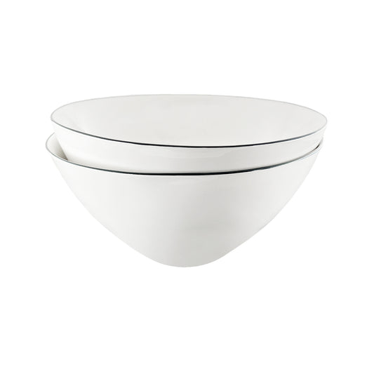 Abbesses Black Rim Porcelain Serving Bowl, Set of 2