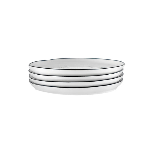 Abbesses Black Rim Porcelain Salad Plate, Set of 4