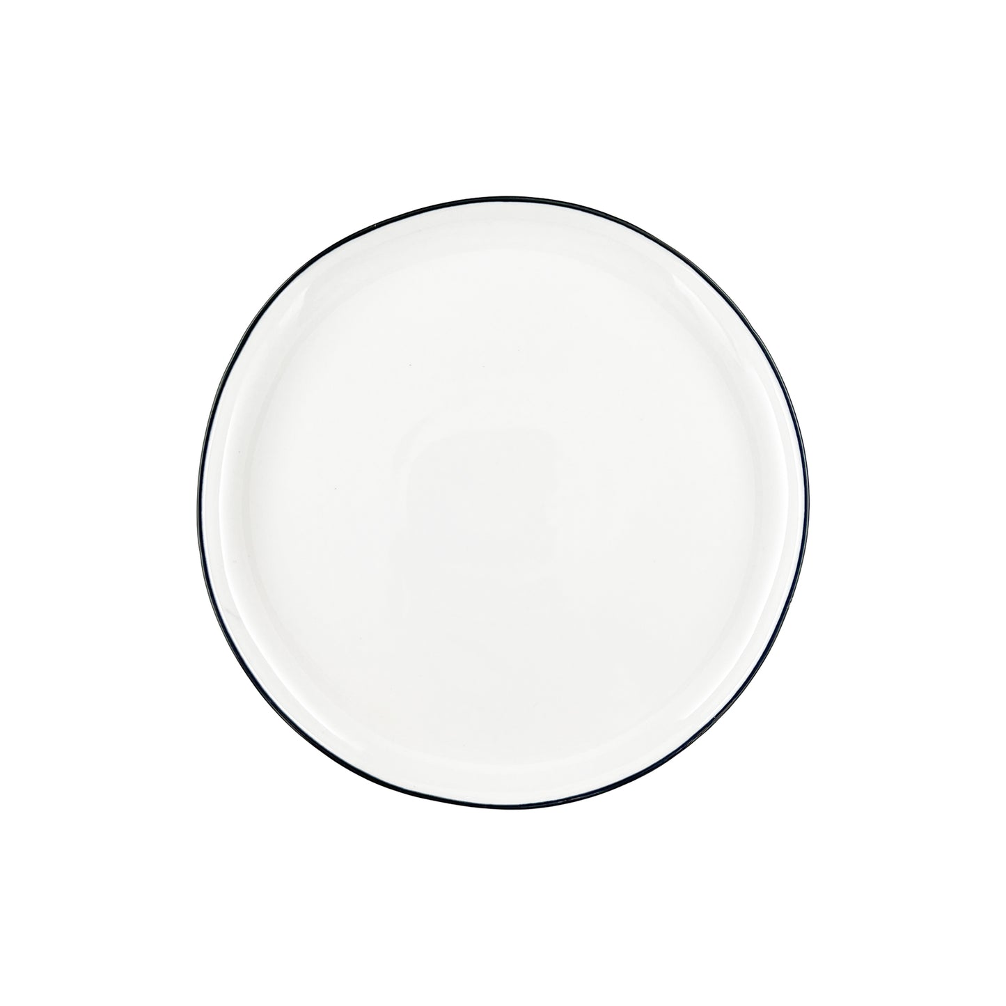 Abbesses Black Rim Porcelain 16 Piece Dinnerware Set, Service For 4