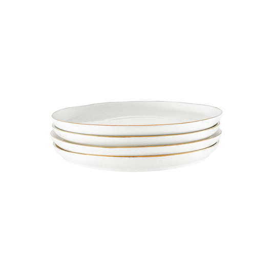 Abbesses Gold Rim Porcelain Salad Plate, Set of 4