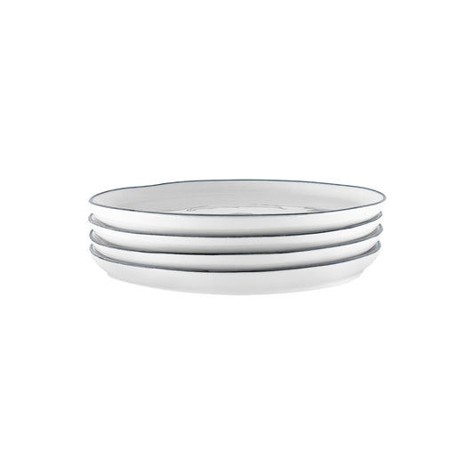 Abbesses Grey Rim Porcelain Salad Plate, Set of 4