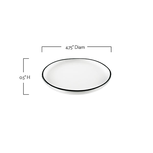 Abbesses Blue Rim Porcelain Tidbit Plate, Set of 4