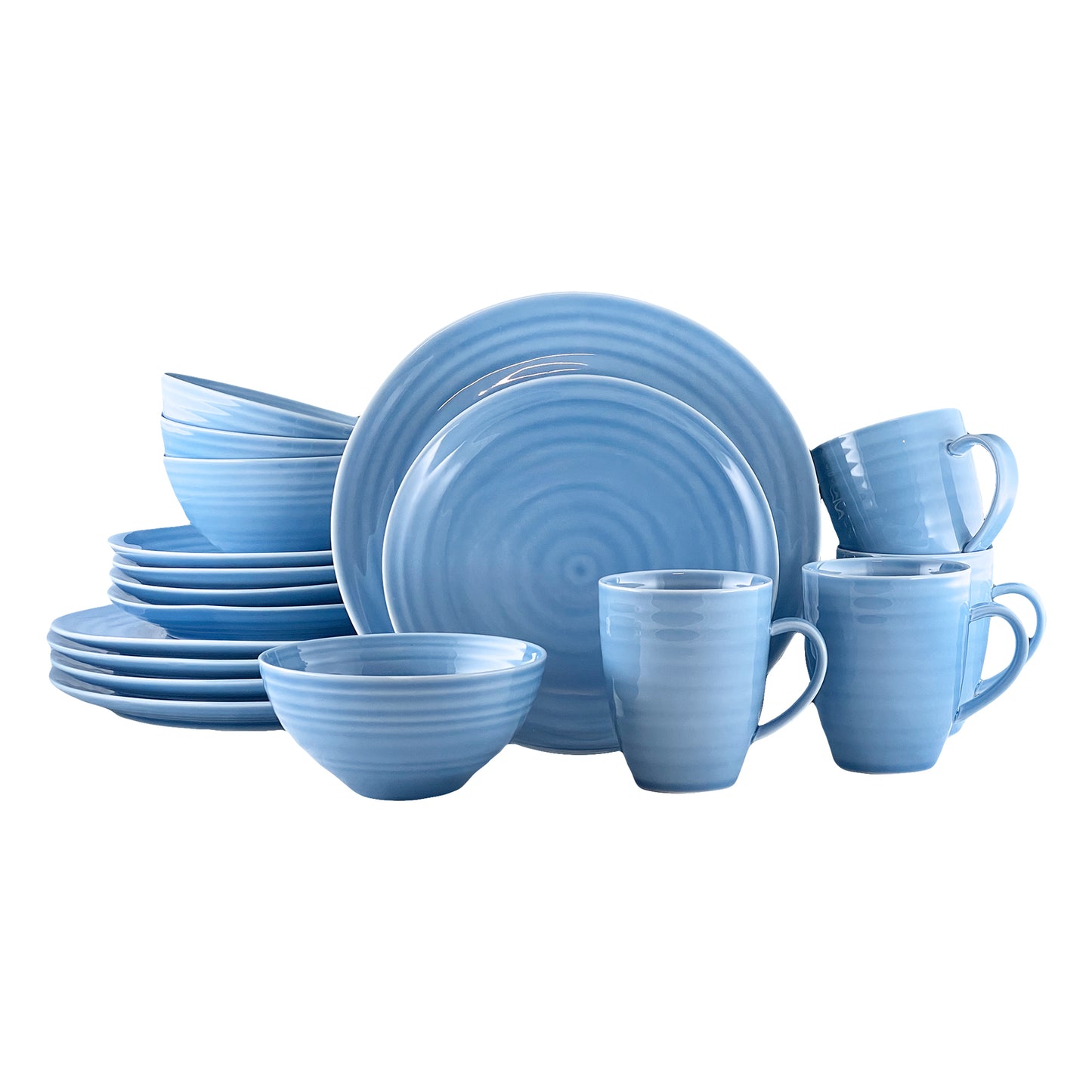 Daniel Smith Blue Porcelain 16 Piece Dinnerware Set, Service For 4