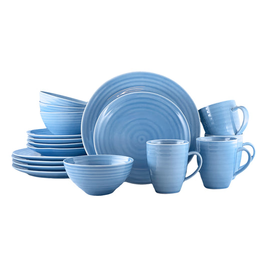 Daniel Smith Blue Porcelain 16 Piece Dinnerware Set, Service For 4