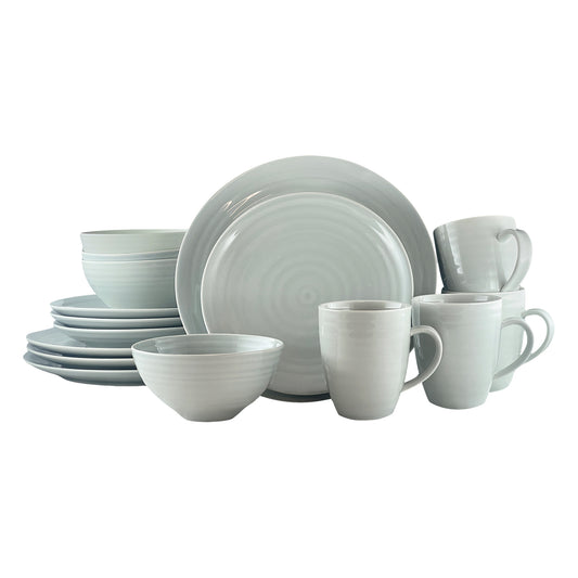 Daniel Smith Smoke Porcelain 16 Piece Dinnerware Set, Service For 4