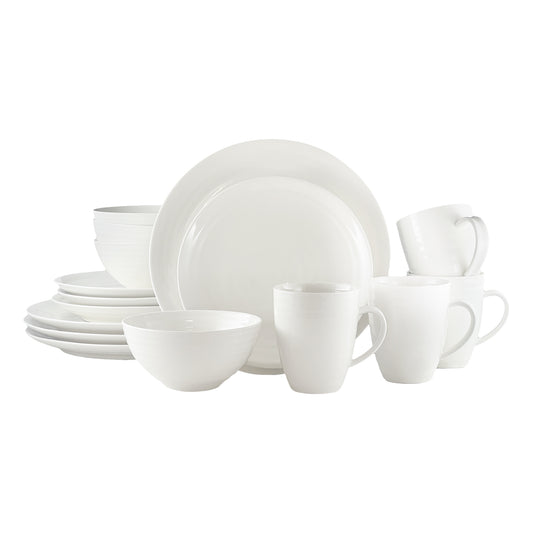Daniel Smith Ivory Porcelain 16 Piece Dinnerware Set, Service For 4