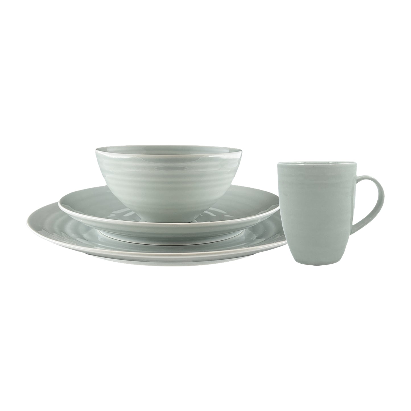 Daniel Smith Smoke Porcelain 4 Piece Dinnerware Set, Service For 1