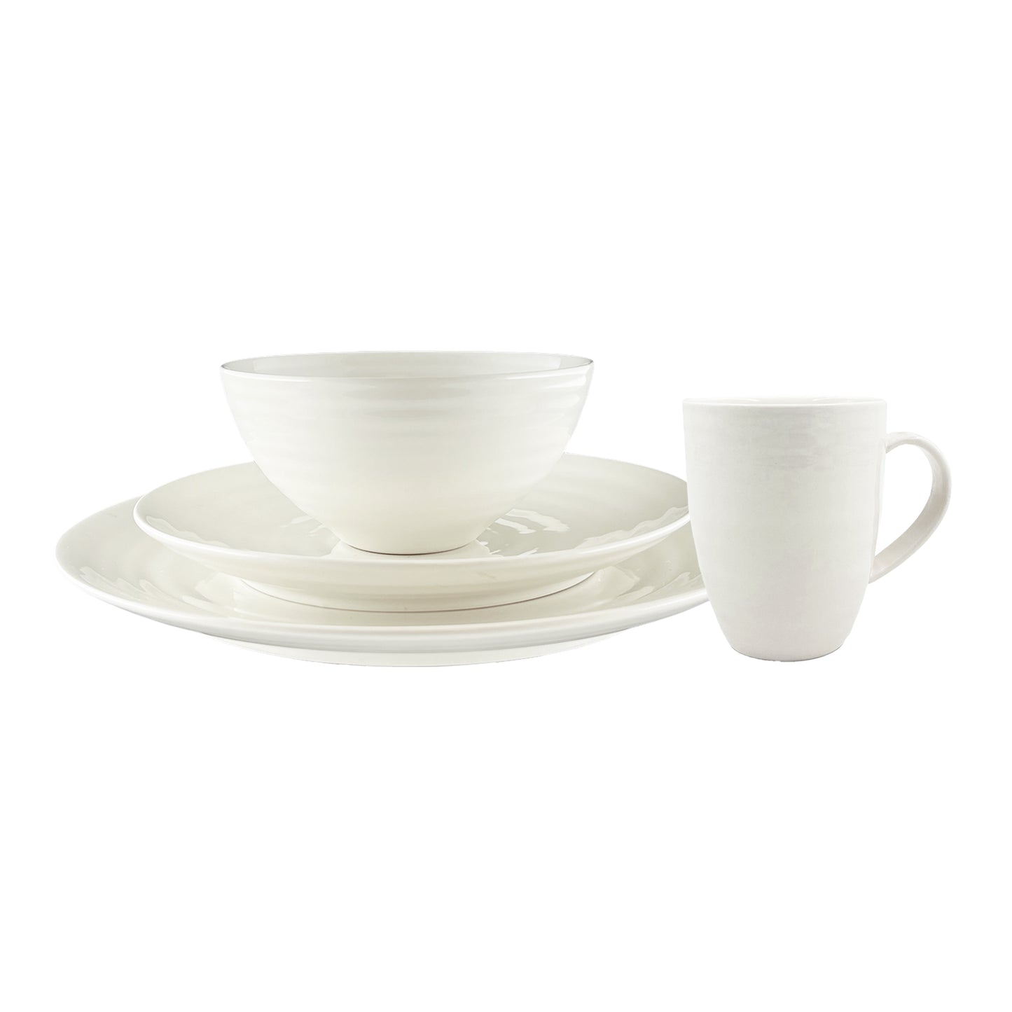 Daniel Smith Ivory Porcelain 4 Piece Dinnerware Set, Service For 1