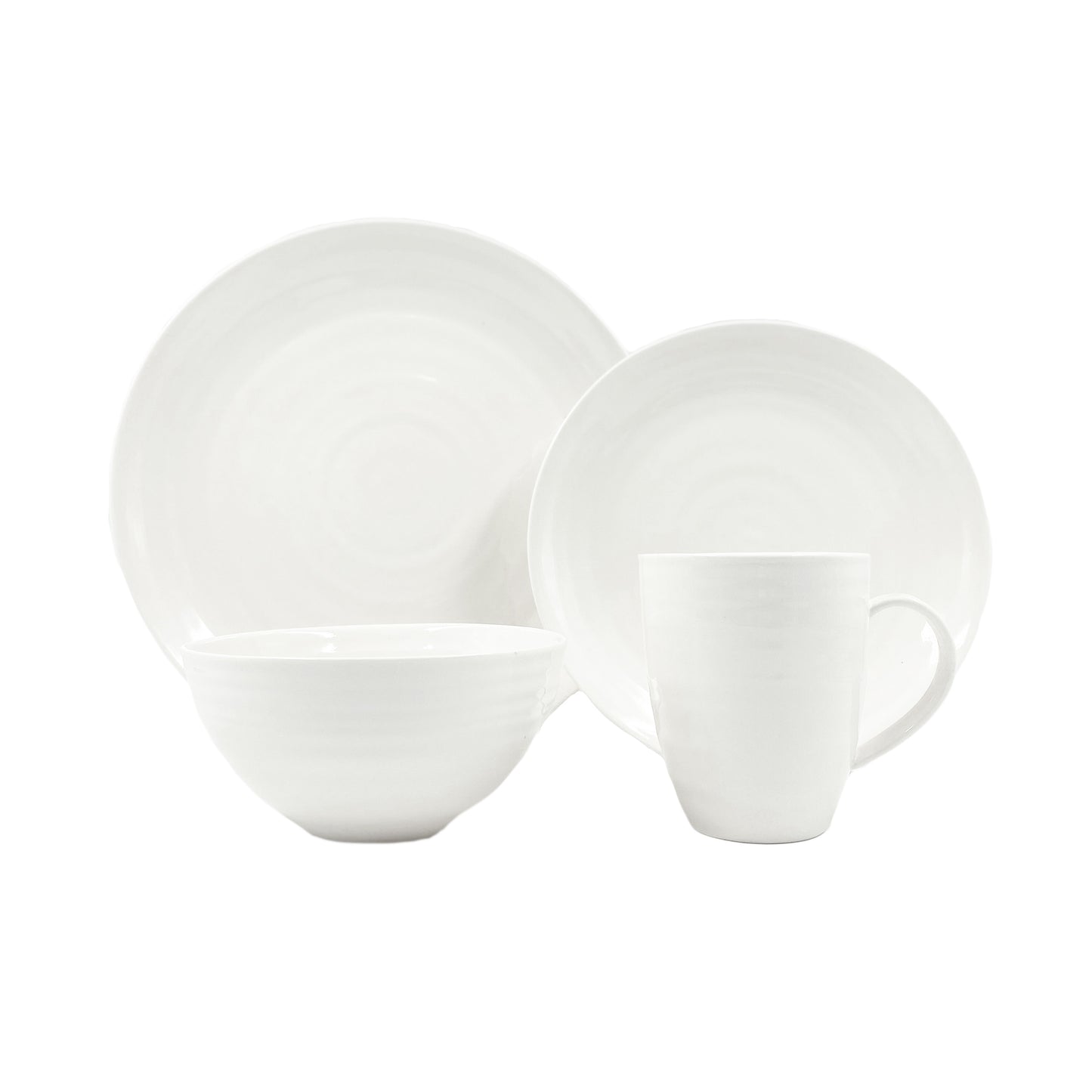 Daniel Smith Ivory Porcelain 16 Piece Dinnerware Set, Service For 4