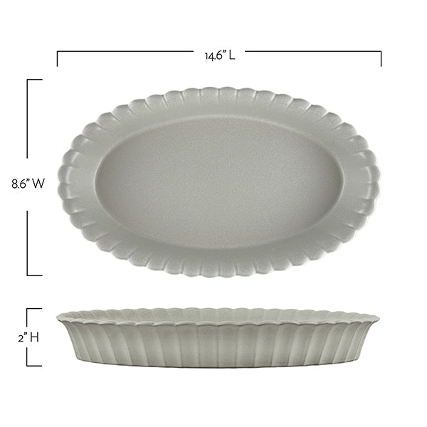 Lafayette Oval Pearl White Stoneware Baker