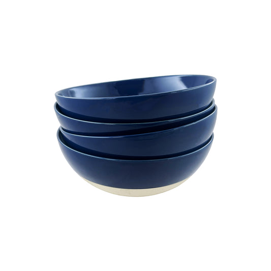 Shell Bisque Indigo Porcelain Cereal Bowl, Set of 4