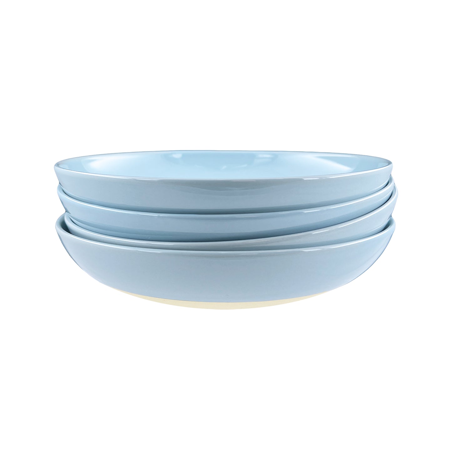 Shell Bisque Blue Porcelain Pasta Bowl, Set of 4
