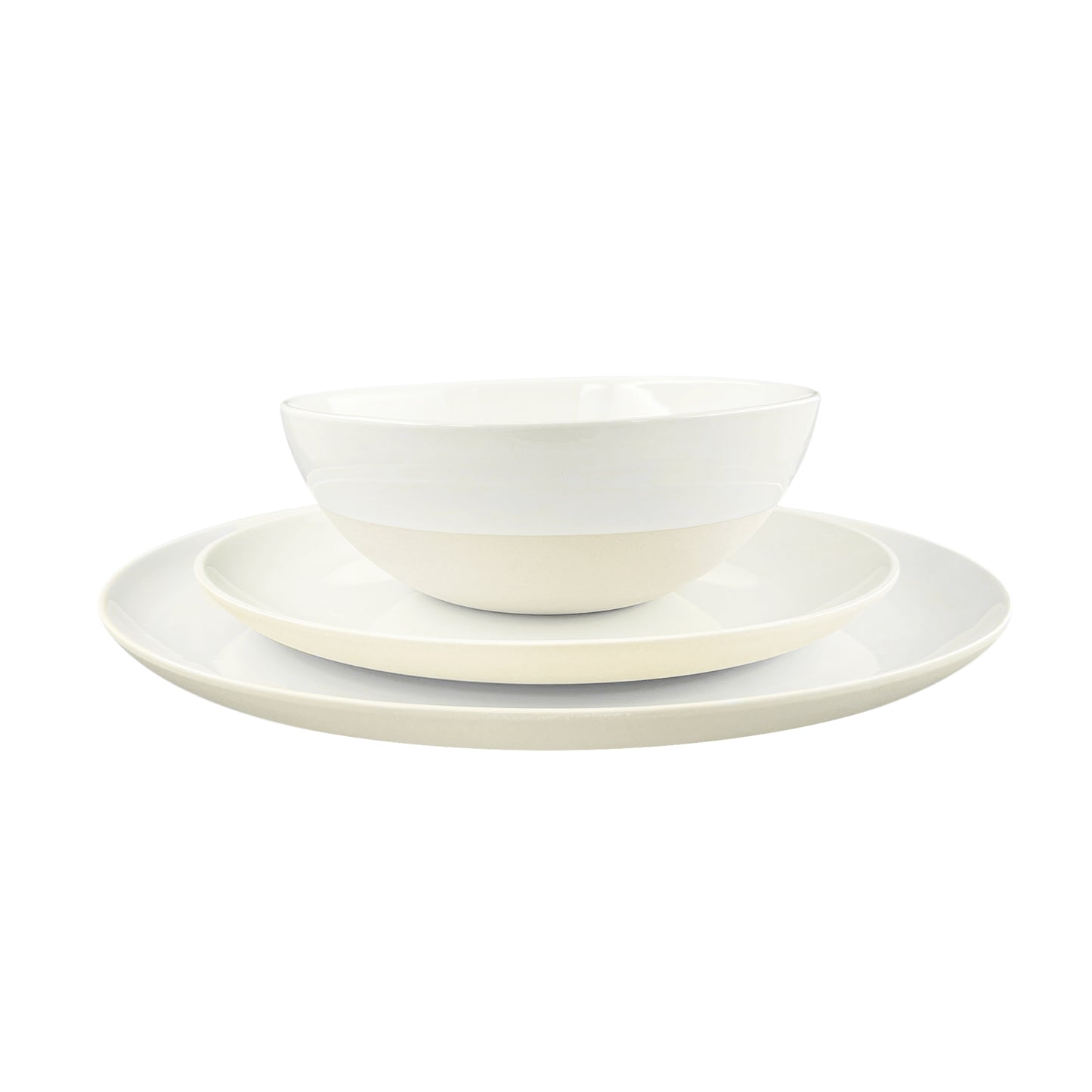 Shell Bisque White Porcelain 3 Piece Dinnerware Set, Service For 1