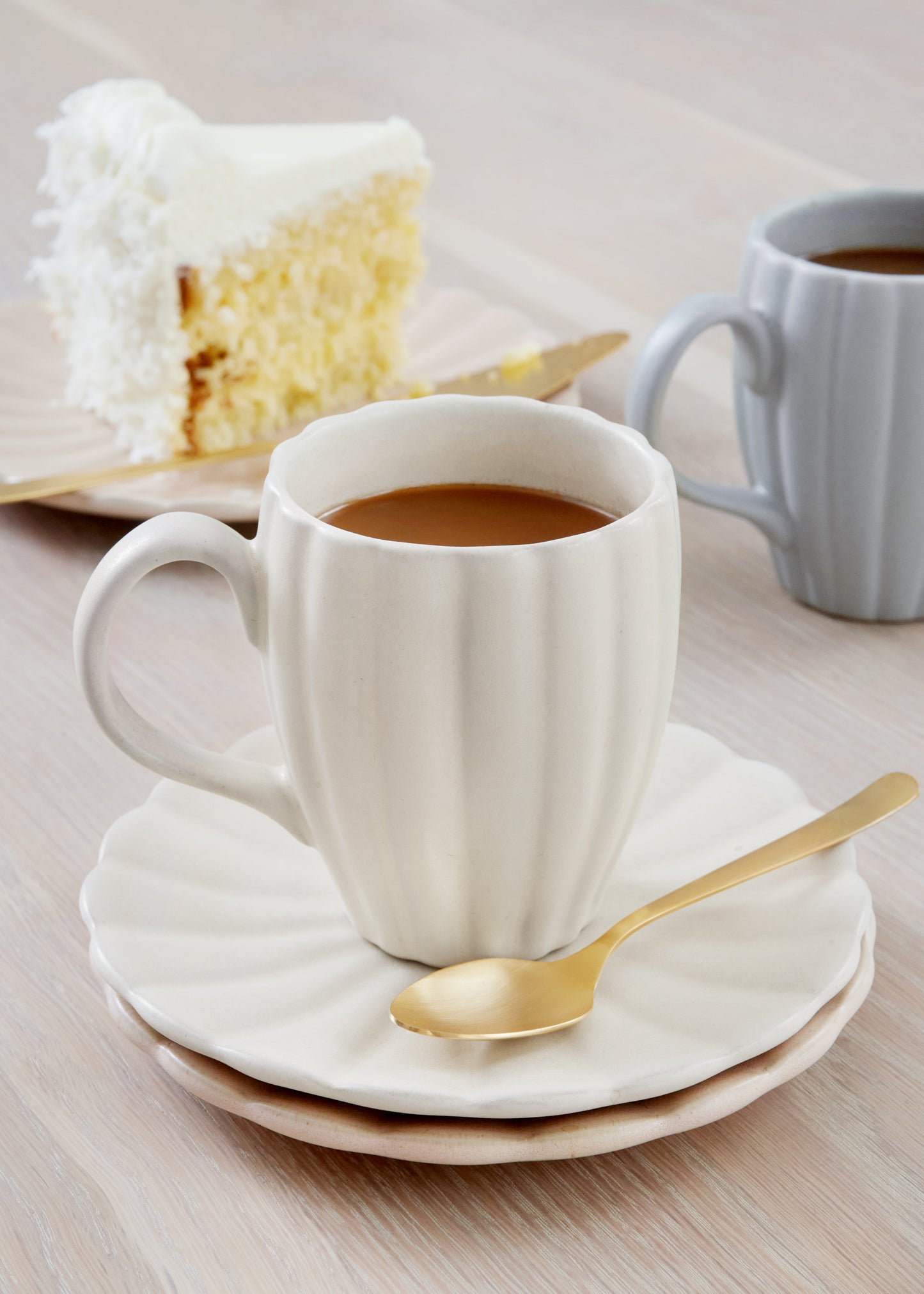 Lafayette Pearl White Stoneware Coffee Mug, Set of 4