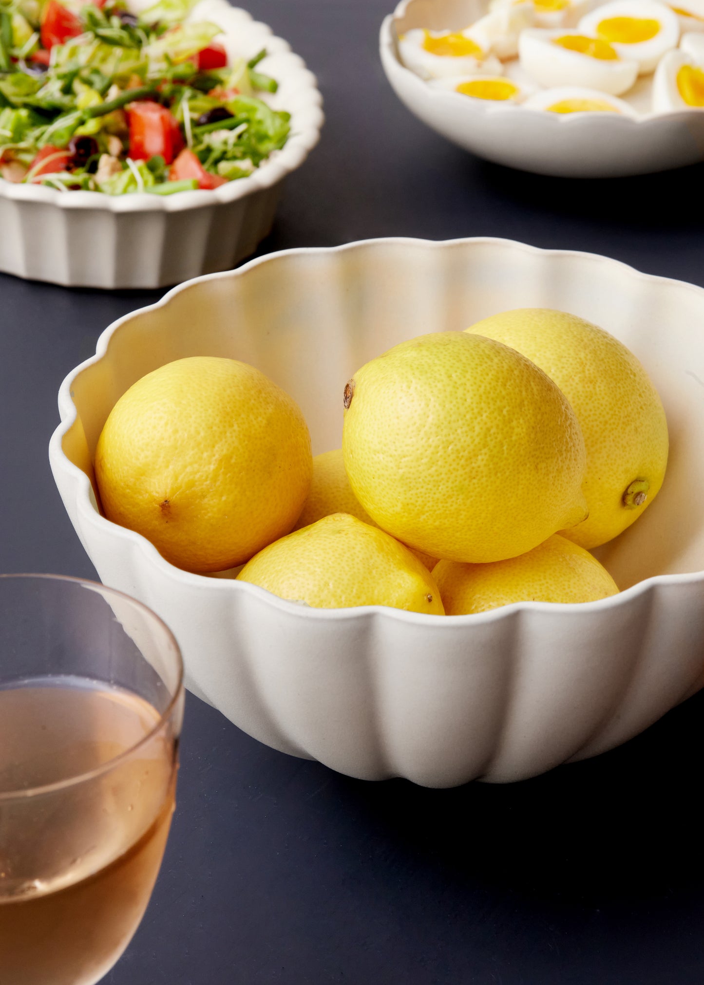 Lafayette Round Fog Stoneware Serving Bowl