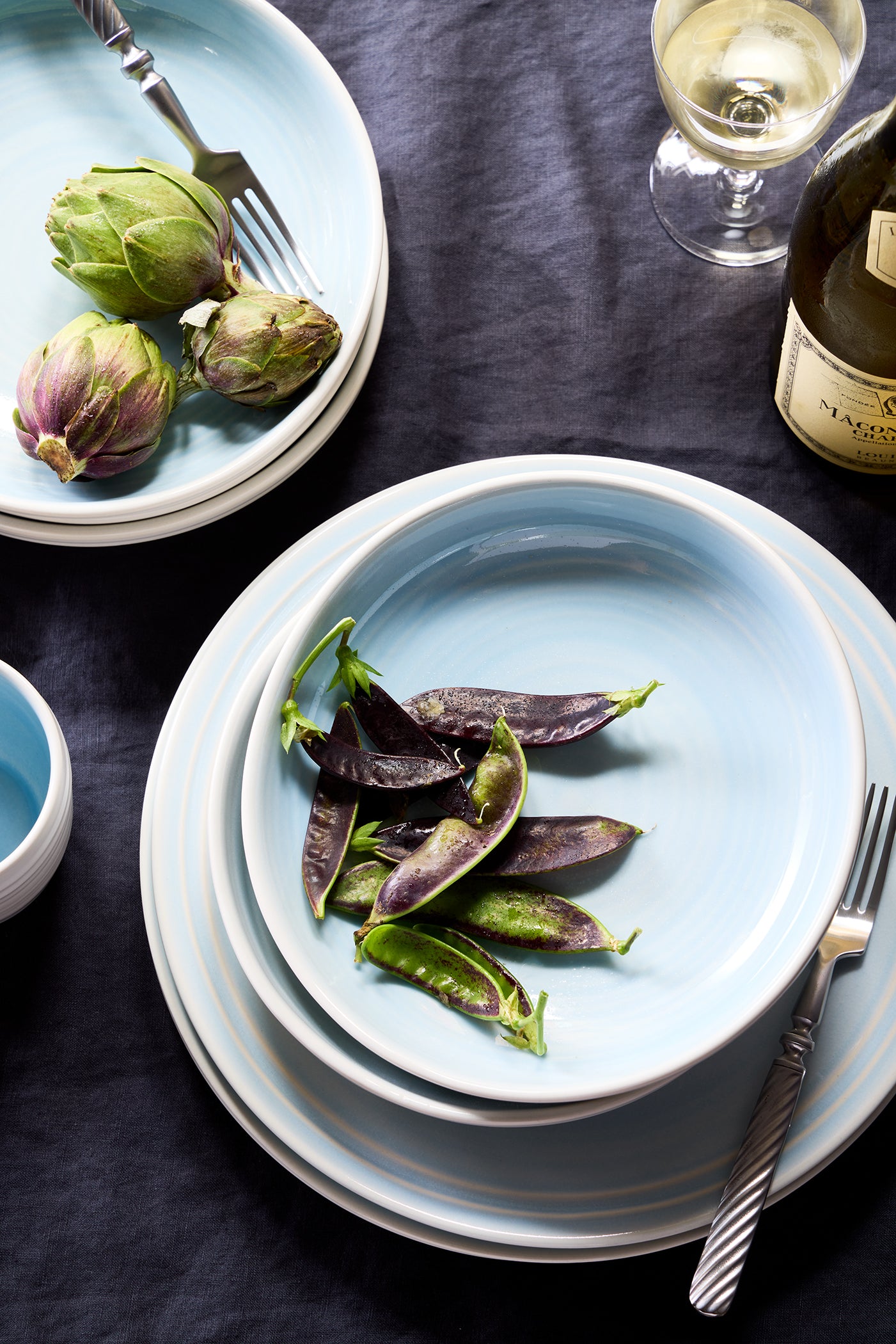 Lines Blue Stoneware Dinner Plate, Set of 4